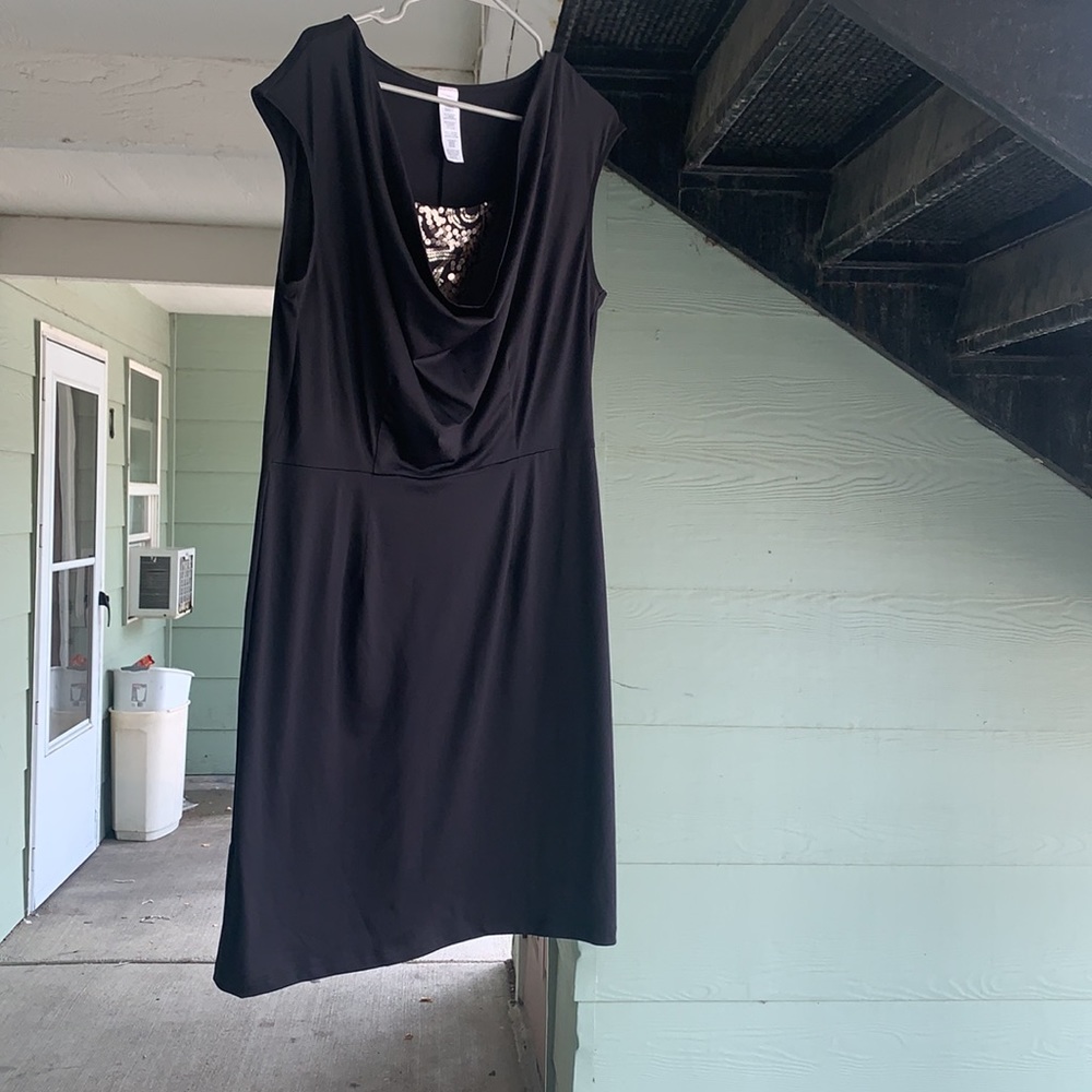 Black Cocktail Dress with Gold Design - Picture 7 of 10